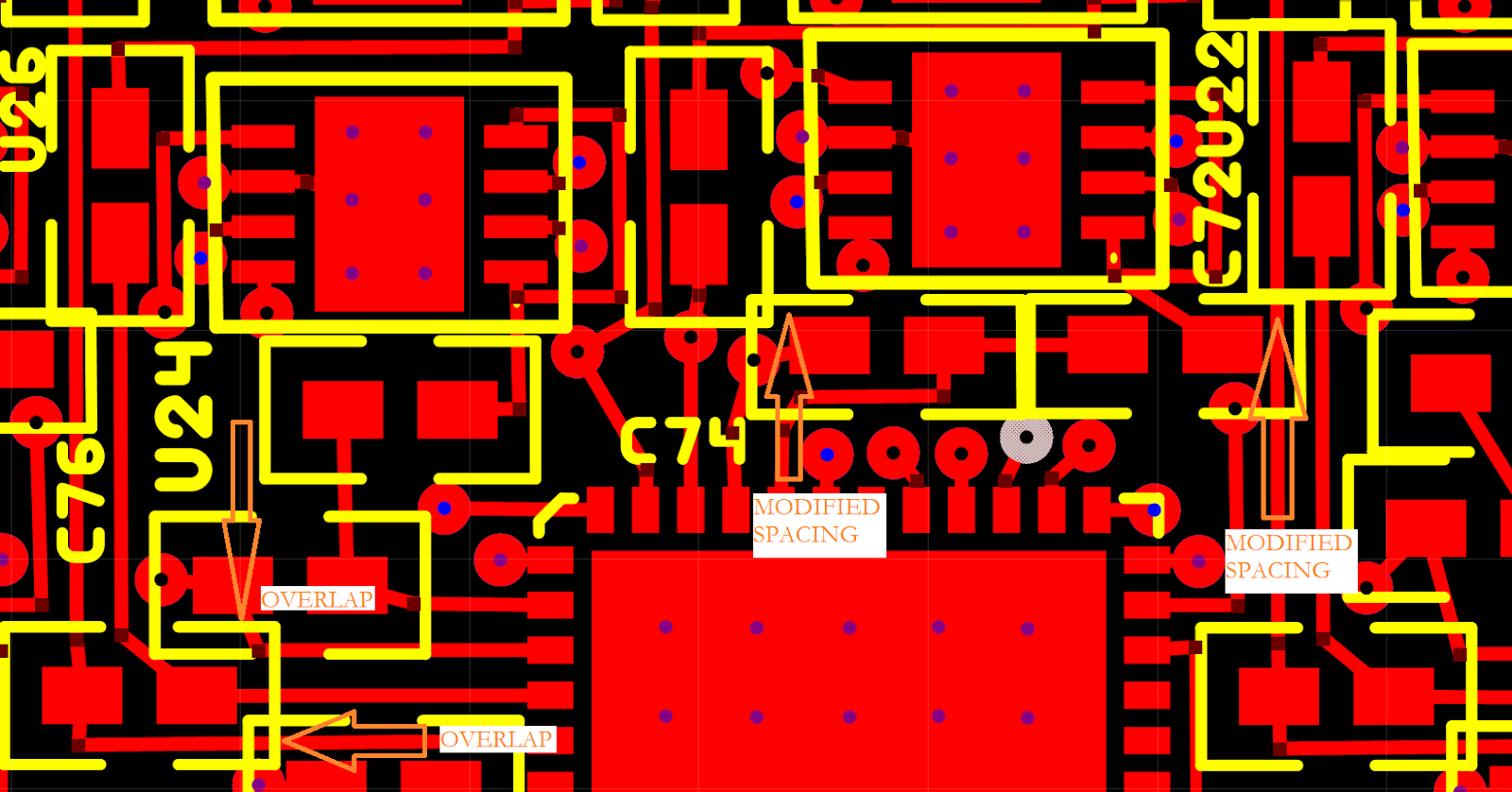 可能被全自動系統(tǒng)（機器裝配）拒絕的違反設計規(guī)則的實例